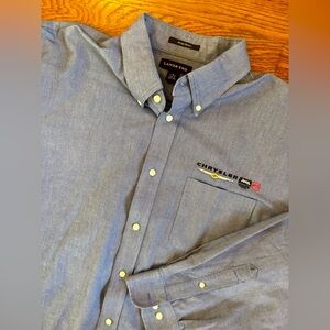 Jeep Dodge Crysler Lands End‎ Oxford Hyde Park Blue Button Down Shirt XL 17-17.5